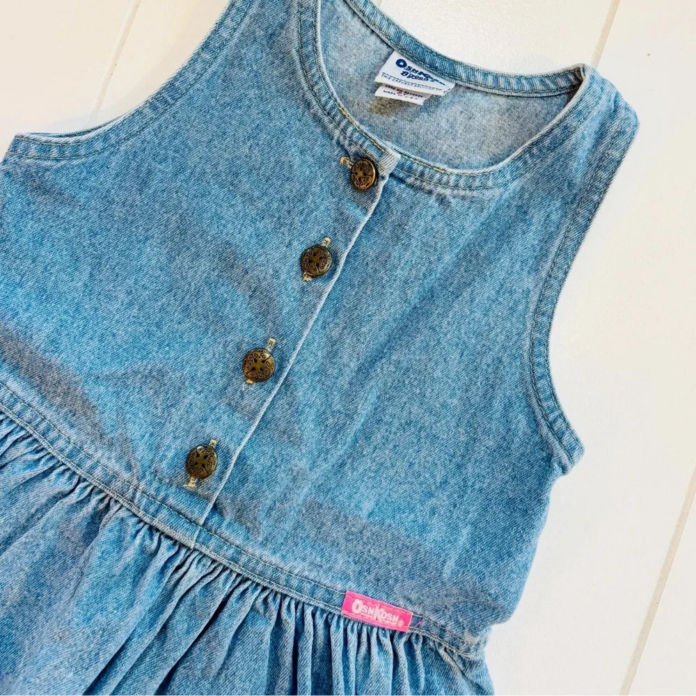 Vintage Oshkosh B'Gosh Light‎ Denim Dress, Made in USA, Size 2T